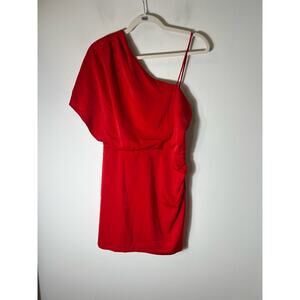 NWT The Pants Store Red one shoulder knee length dress Sz S